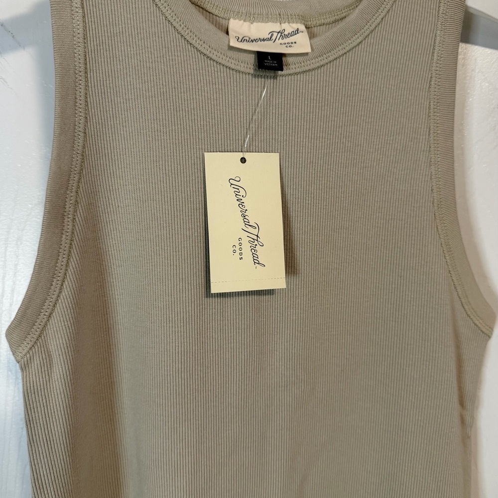 Universal Thread Ribbed Sleeveless Dress in Beige - Picture 3 of 3